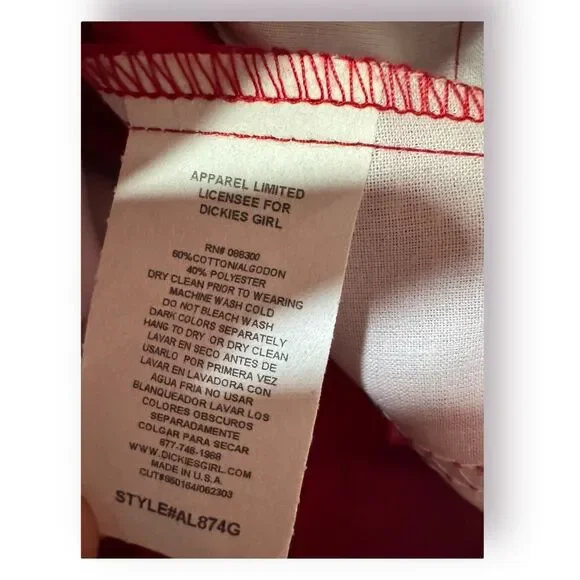 Dickies DickieGirl Red Flat Front Pants Vintage 80s Straight Leg‎ Pants Size 1 - Picture 4 of 7